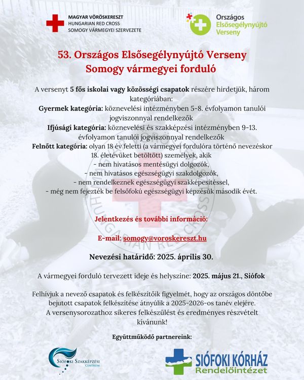 Elsősegélynyújtó Versenyt hirdet a Magyar Vöröskereszt